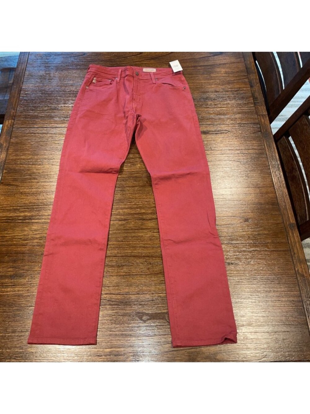 AG Everett Slim Straight Jean Mens 32x34 Red HYD AG-ED Denim Stretch Holiday